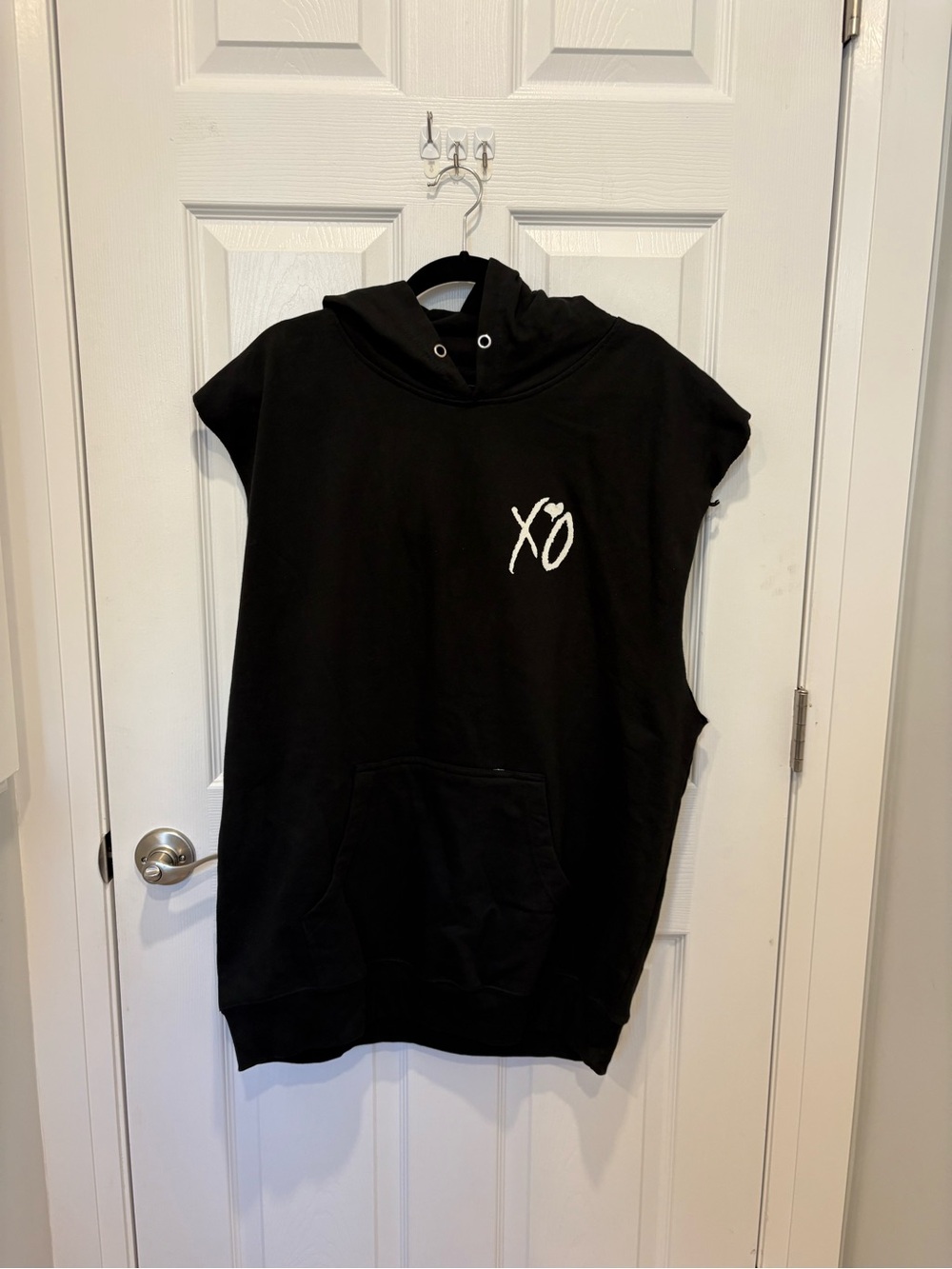 The Weekend Black Sleeveless Hoodie Top with XO Embroidery #1301
